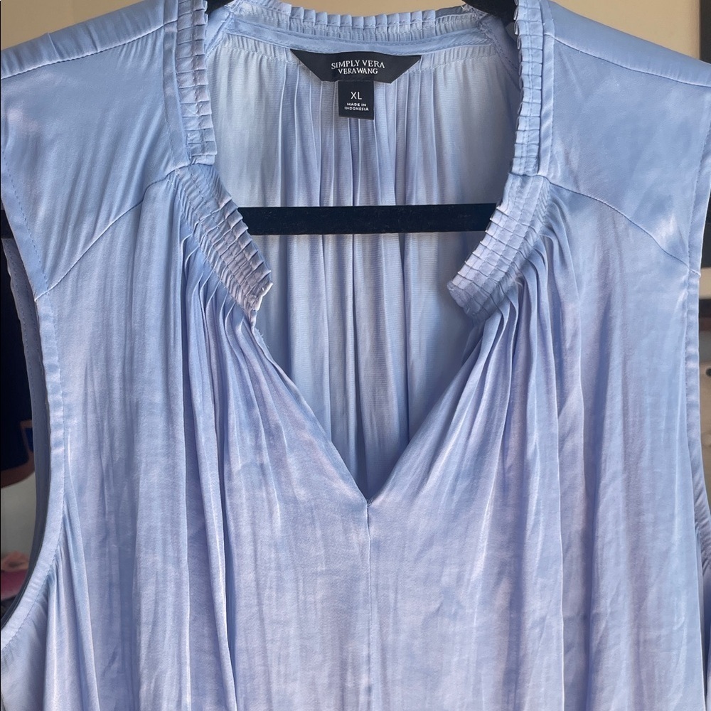 Simply Vera|Light Blue Pleated Sleeveless Flowy Chic Blouse|XL|EUC - Picture 8 of 8